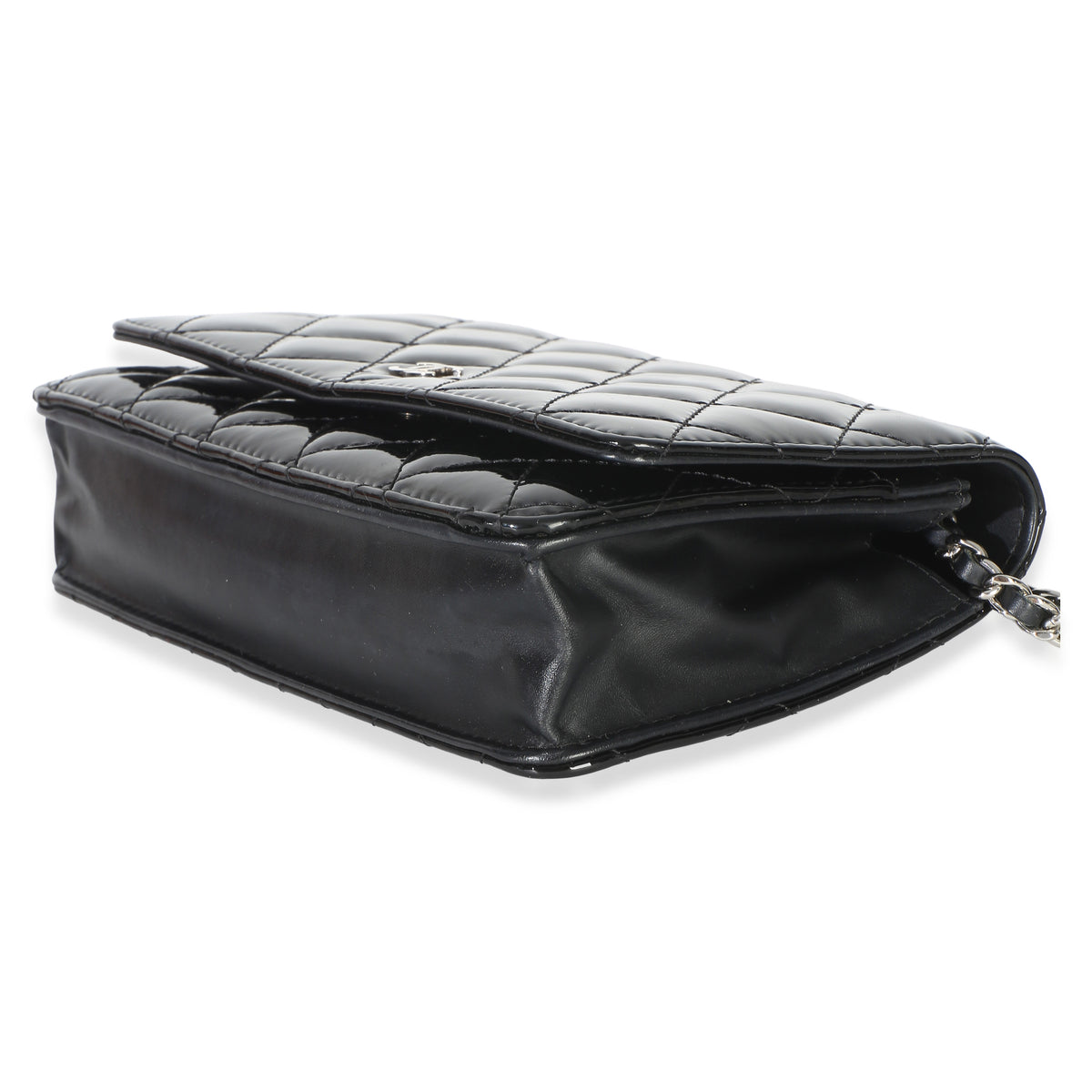 Chanel Black Quilted Patent Classic Wallet On Chain Handbag 5