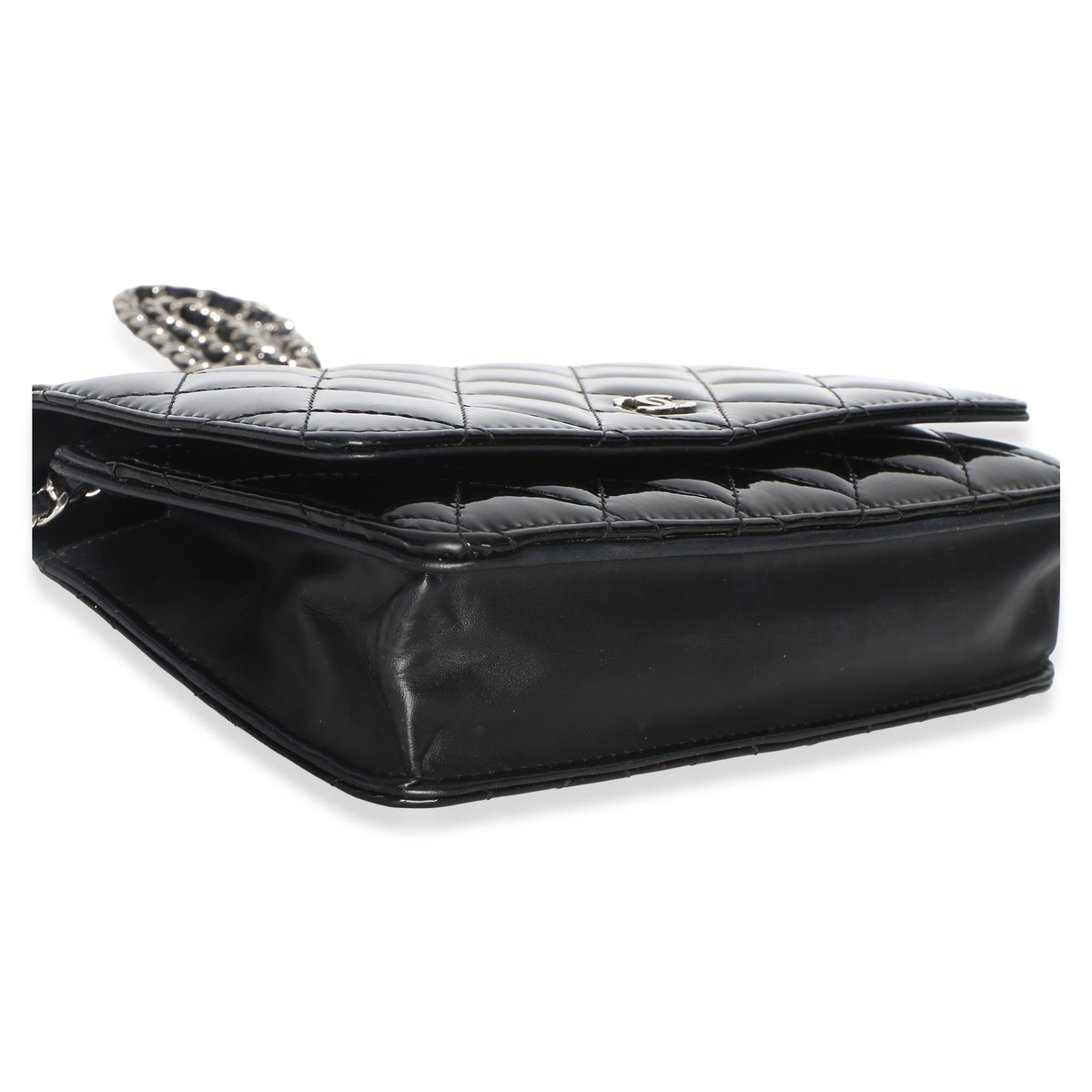 Chanel Black Quilted Patent Classic Wallet On Chain Handbag 6