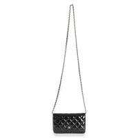Chanel Black Quilted Patent Classic Wallet On Chain Handbag 7