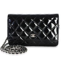 Chanel Black Quilted Patent Classic Wallet On Chain Handbag id