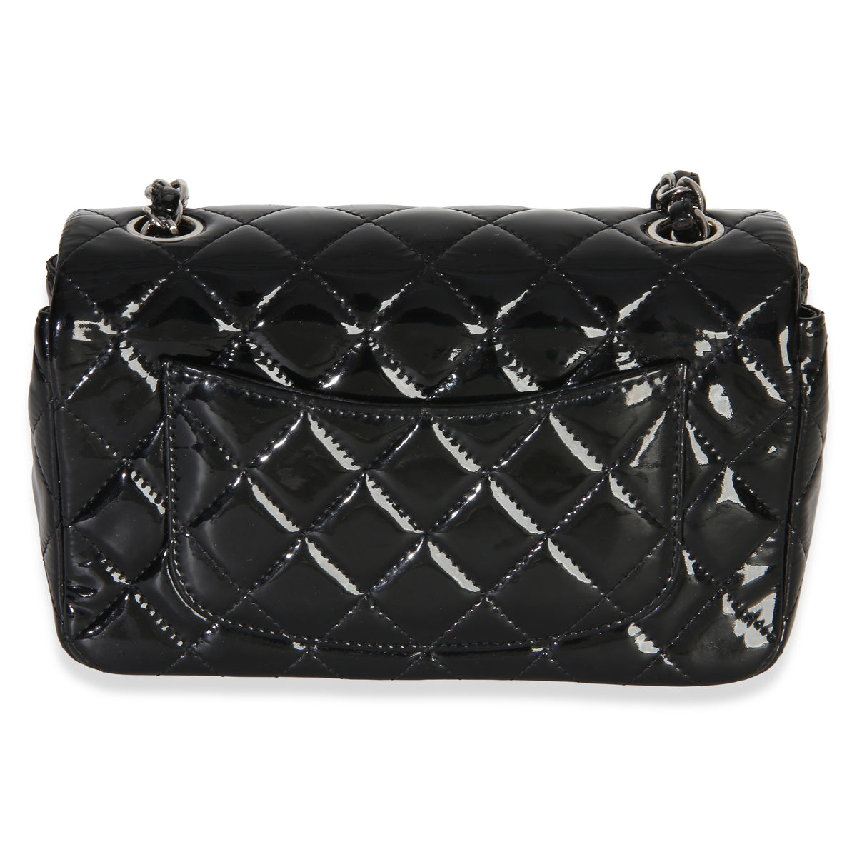 Chanel Black Quilted Patent Mini Rectangular Flap Bag Handbag 4