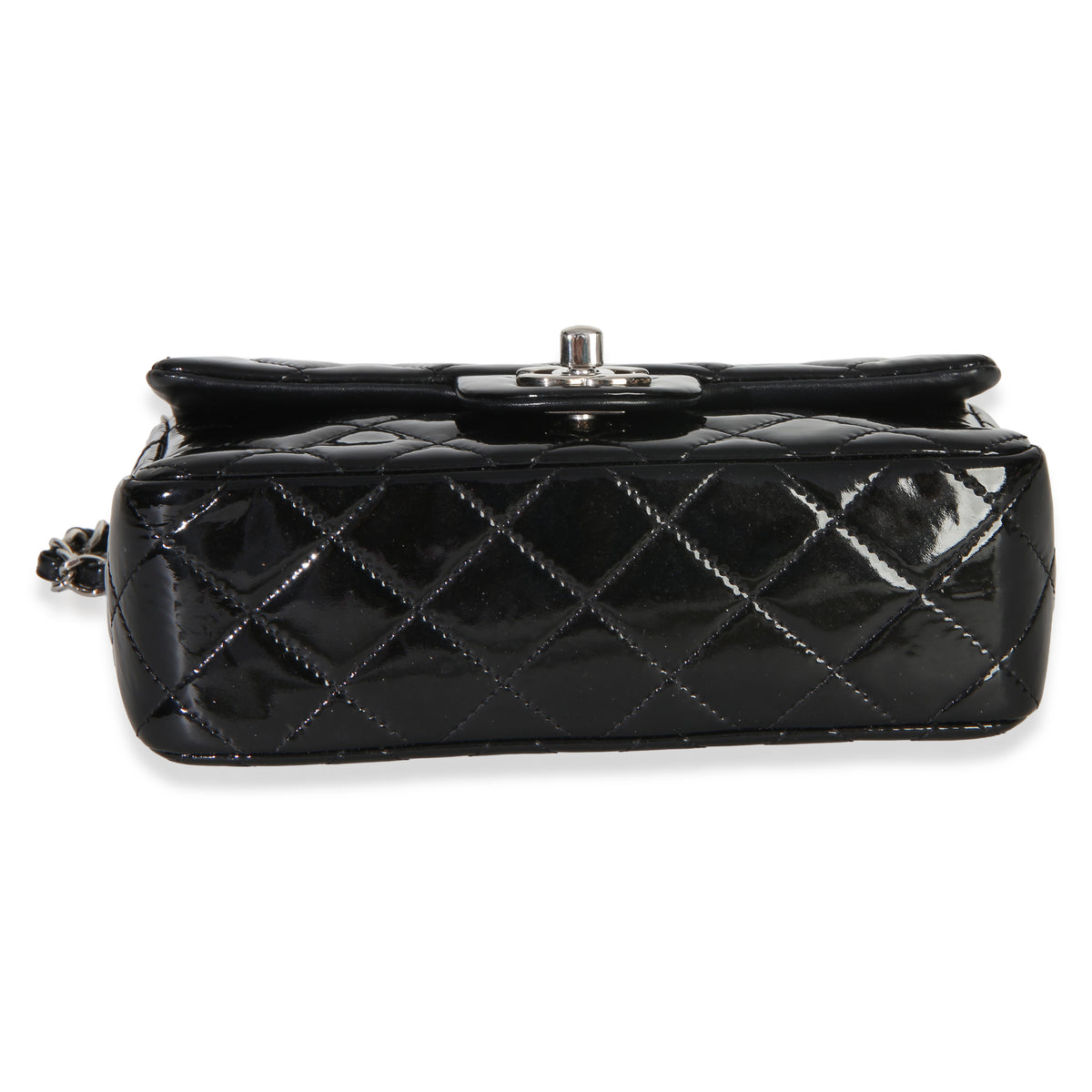 Chanel Black Quilted Patent Mini Rectangular Flap Bag Handbag 5