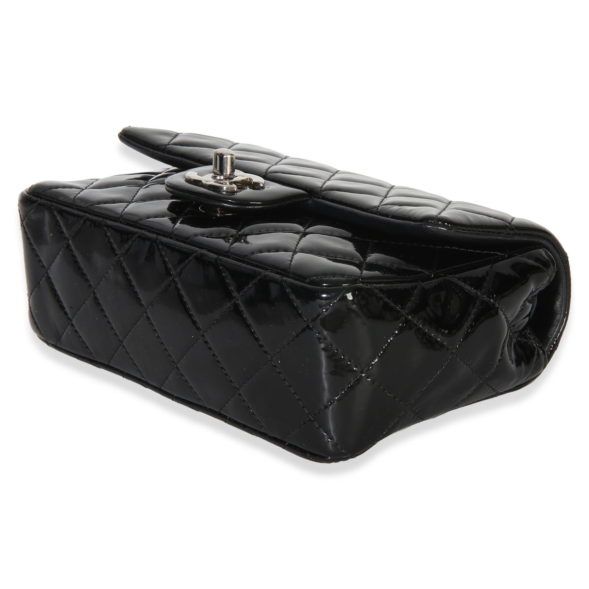 Chanel Black Quilted Patent Mini Rectangular Flap Bag Handbag 6