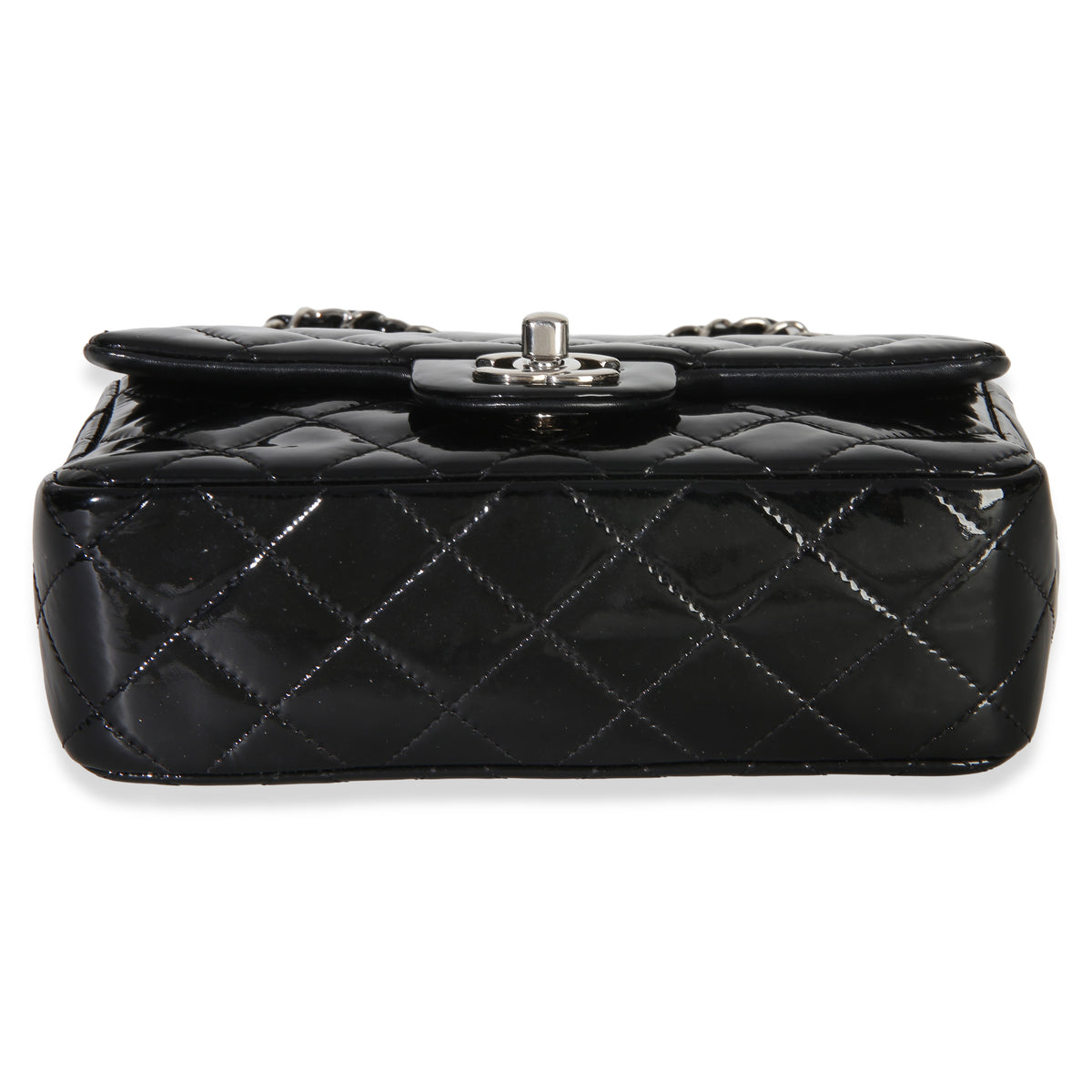 Chanel Black Quilted Patent Mini Rectangular Flap Bag Handbag 7