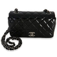 Chanel Black Quilted Patent Mini Rectangular Flap Bag Handbag fv