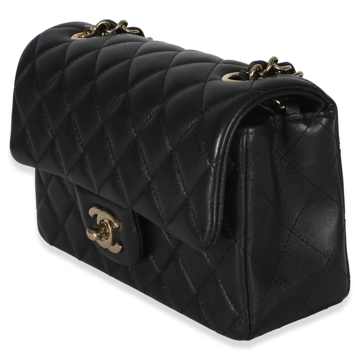 Chanel Black Quilted Lambskin Mini Rectangular Flap Bag Handbag 2