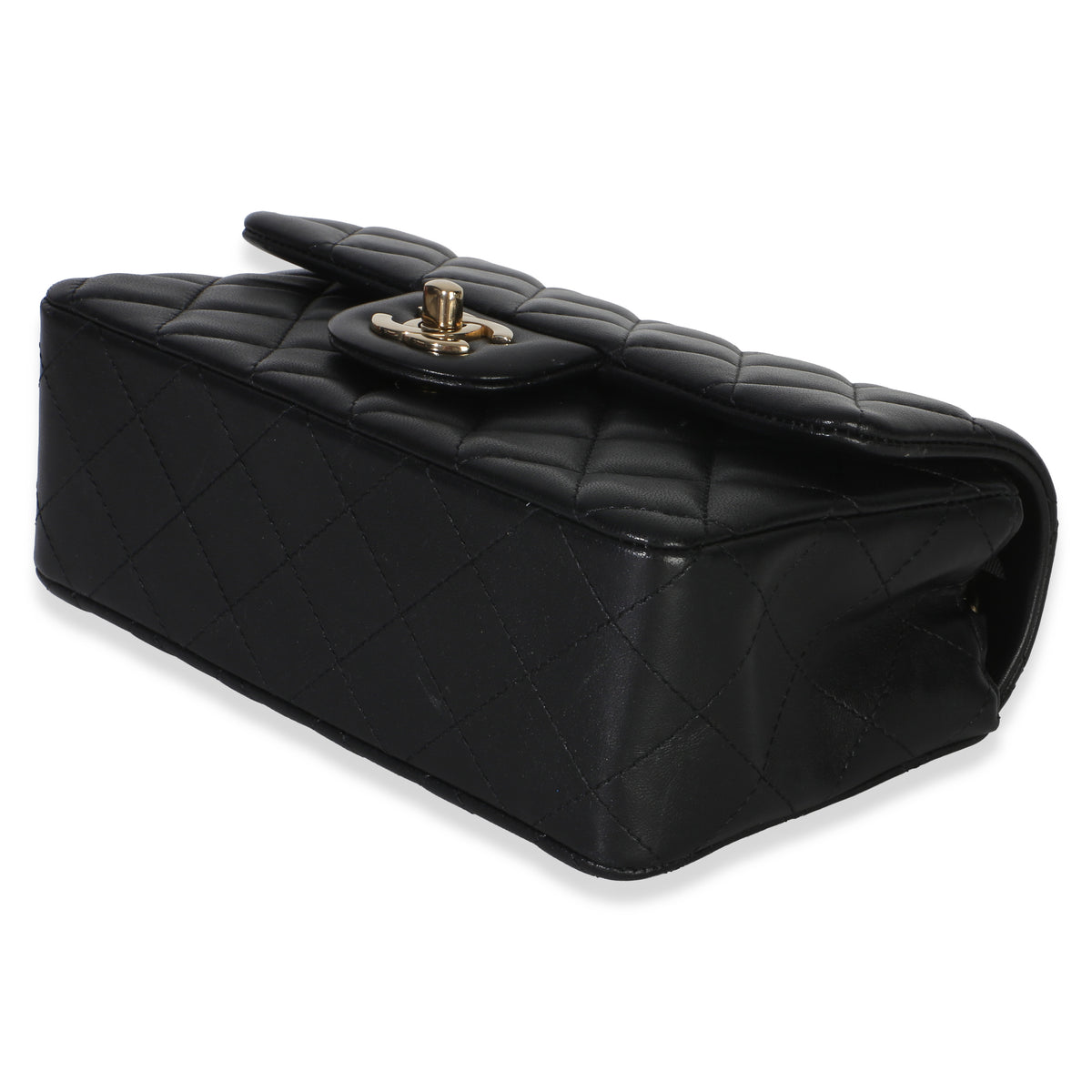 Chanel Black Quilted Lambskin Mini Rectangular Flap Bag Handbag 6