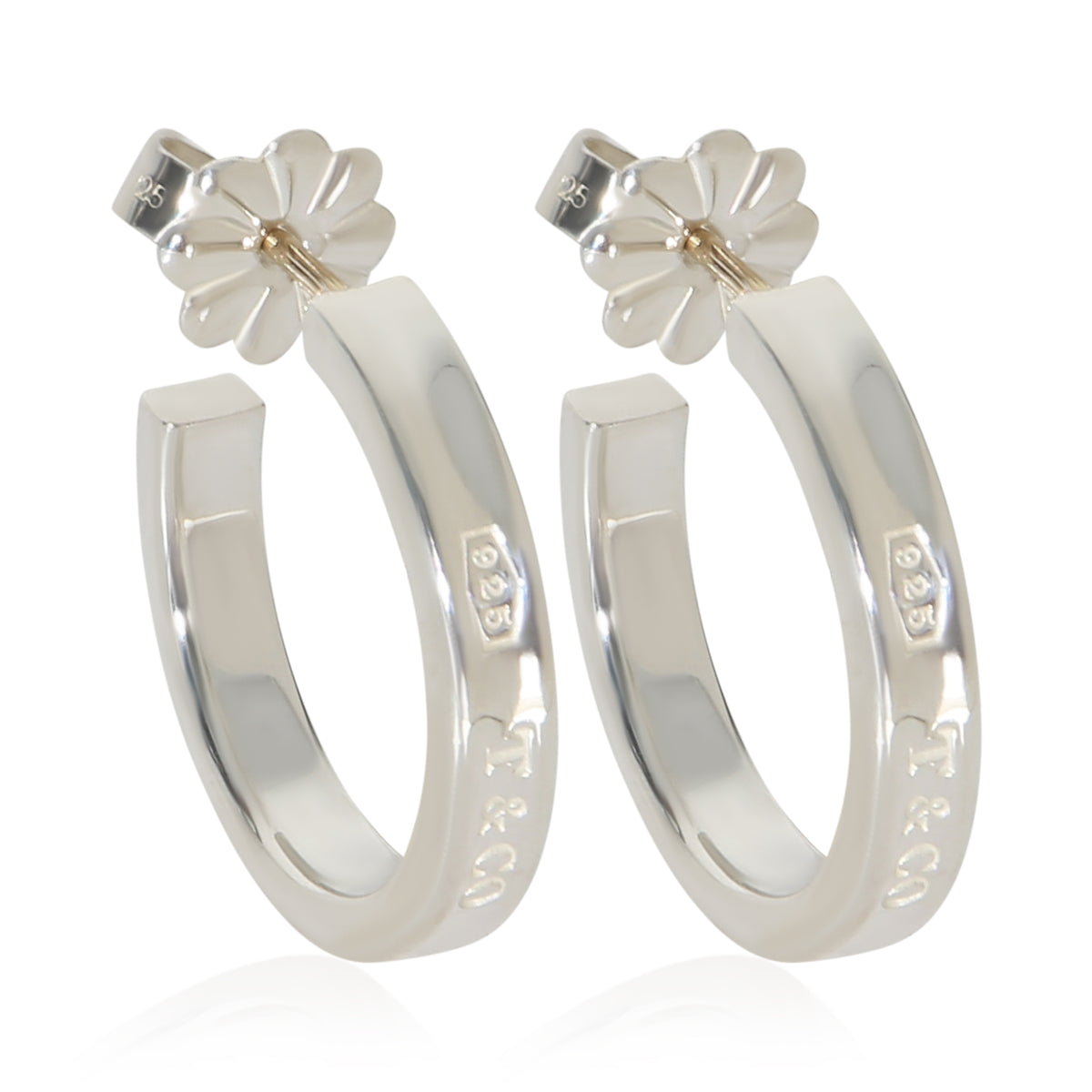 Tiffany & Co. Sterling Silver  Small 1837 Hoop Earrings fv