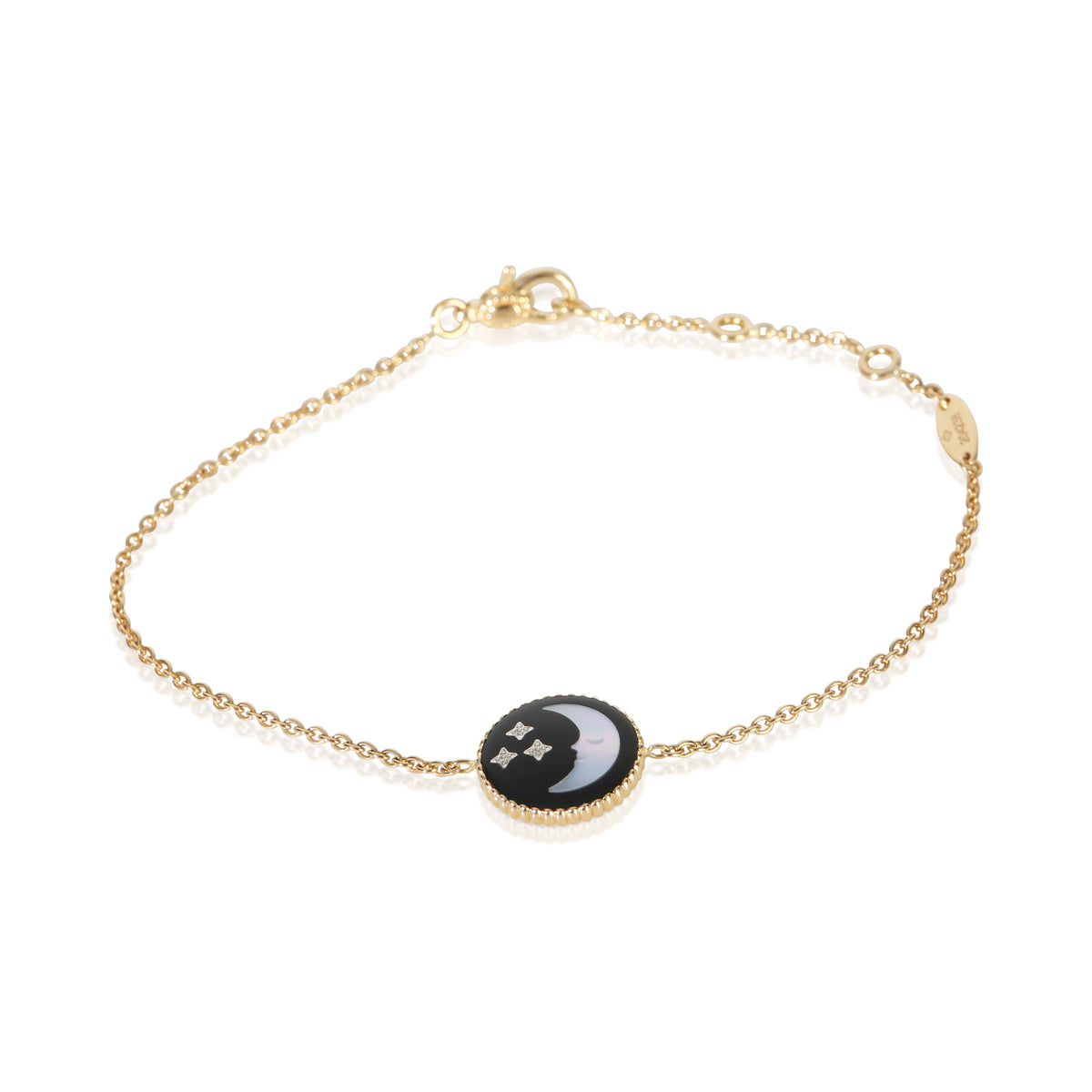 Christian Dior Yellow Gold Mother Of Pearl and Onyx Rose Celeste Bracelet 2
