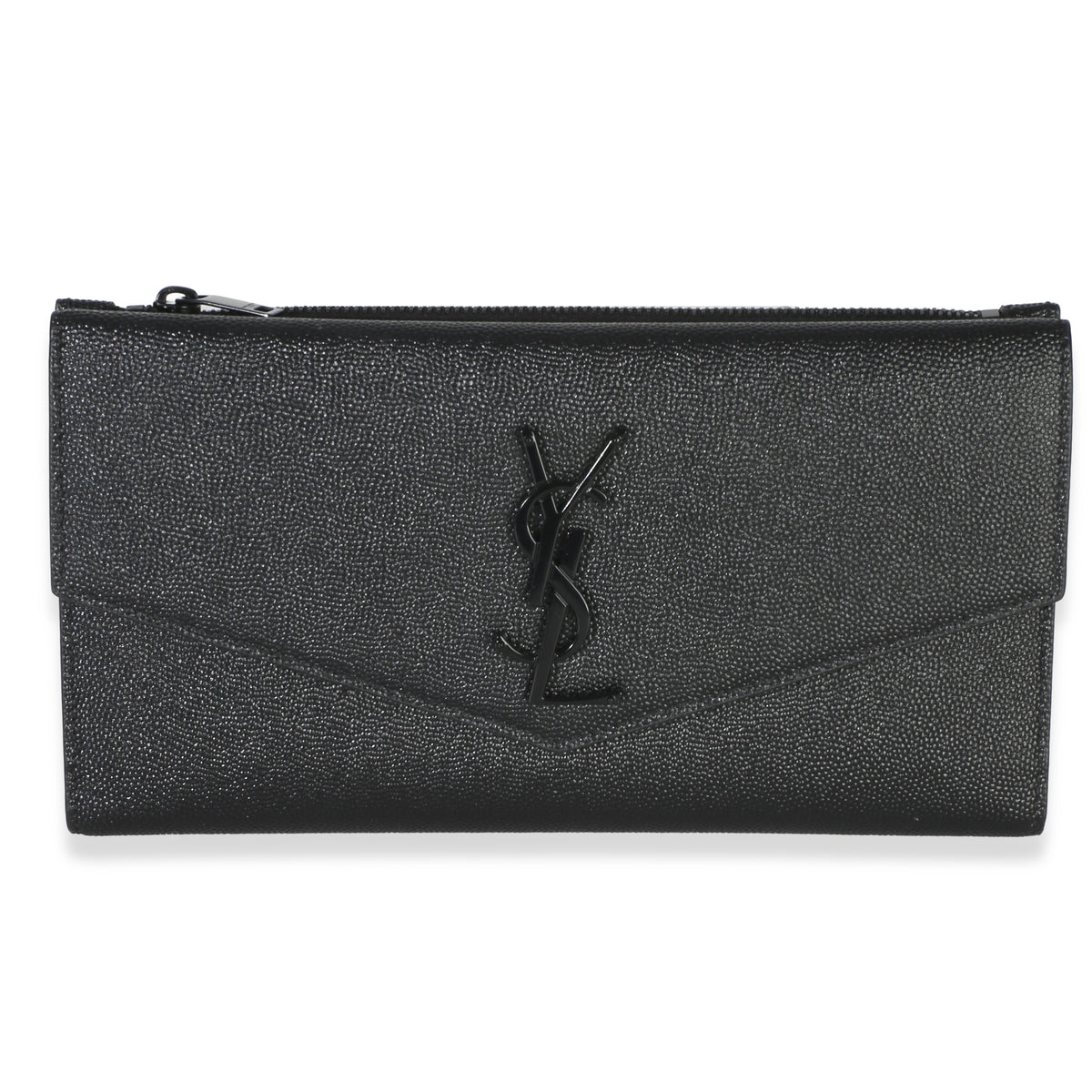 Saint Laurent Black Grain de Poudre Large Uptown Flap Wallet Wallet id