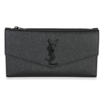 Saint Laurent Black Grain de Poudre Large Uptown Flap Wallet Wallet id