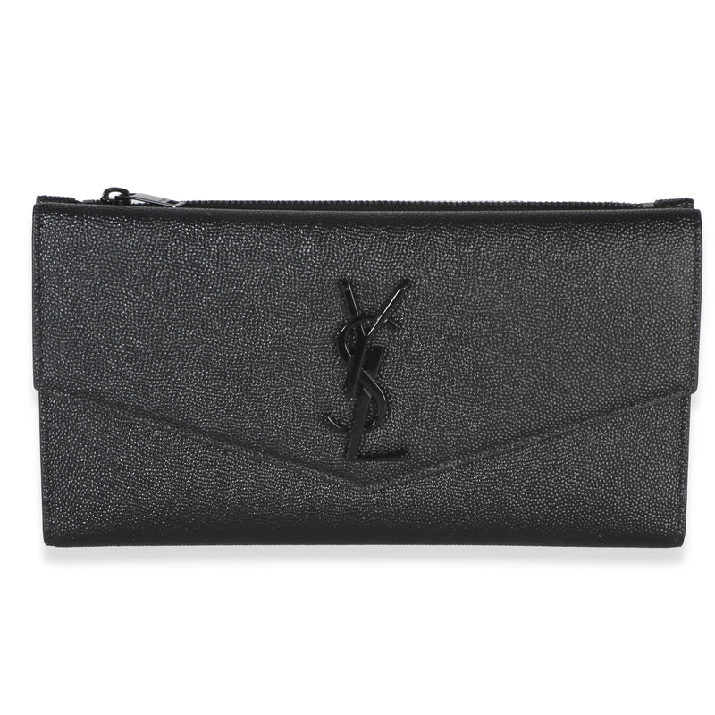Saint Laurent Black Grain de Poudre Large Uptown Flap Wallet Wallet id