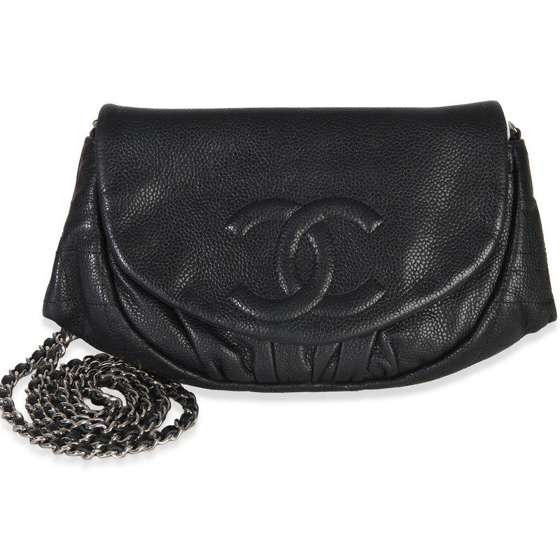 Chanel Black Caviar Half Moon Wallet On Chain Handbag id