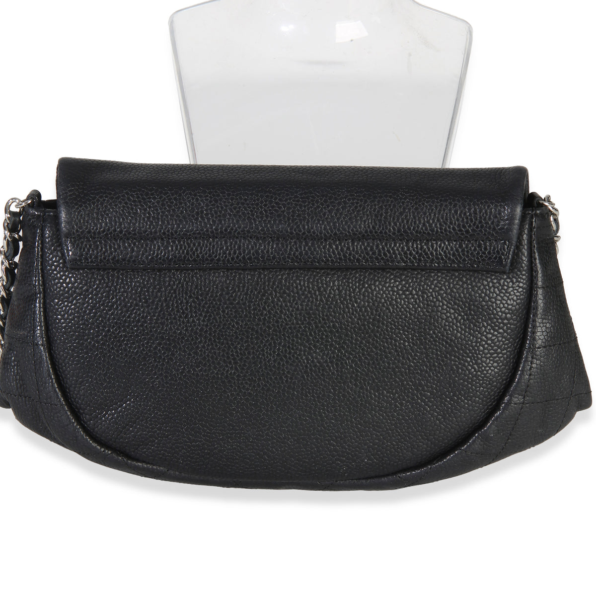Chanel Black Caviar Half Moon Wallet On Chain Handbag 4