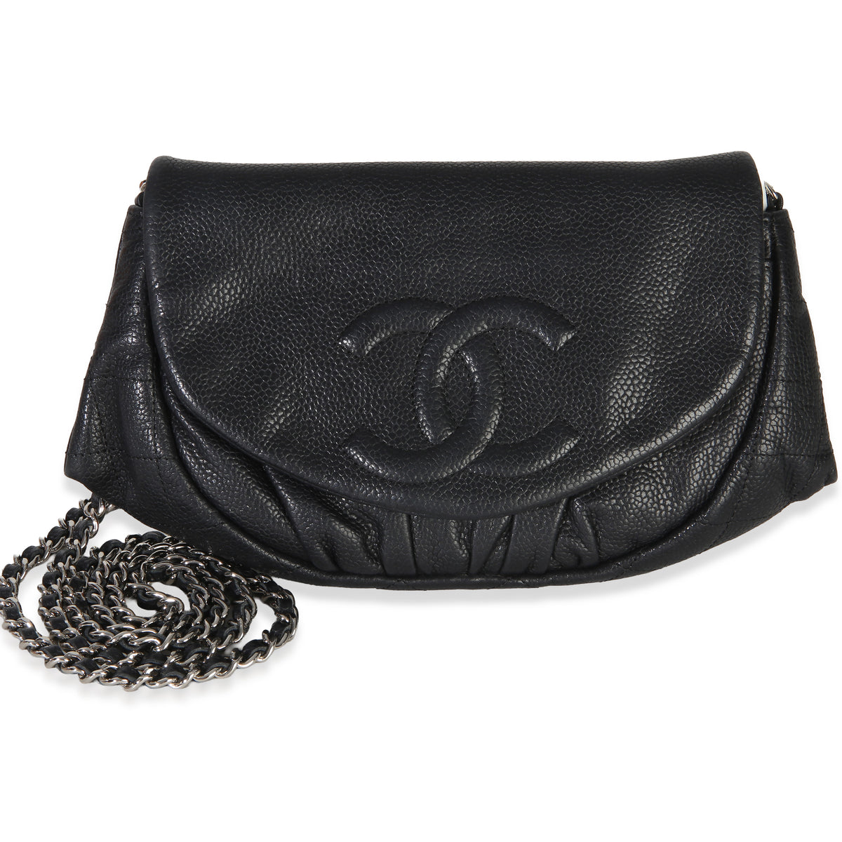 Chanel Black Caviar Half Moon Wallet On Chain Handbag id