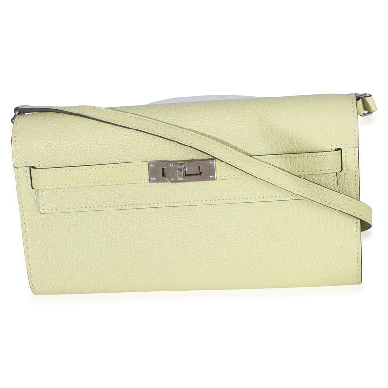 Hermès Jaune Bourgeon Chevre Mysore Kelly Wallet To Go PHW Wallet fv