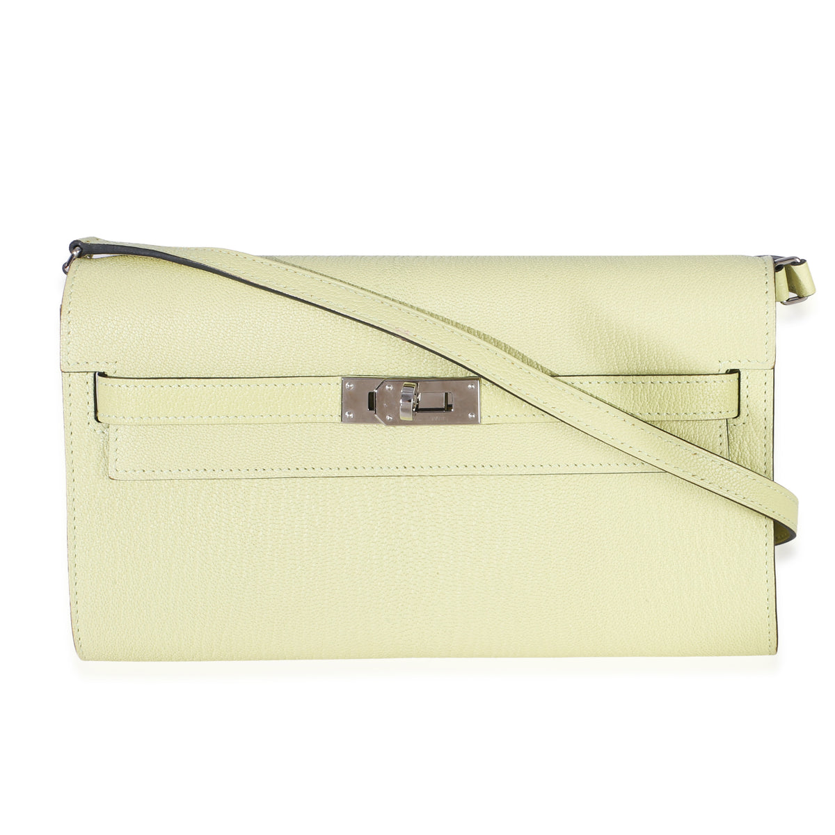 Hermès Jaune Bourgeon Chevre Mysore Kelly Wallet To Go PHW Wallet id