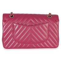 Chanel Fuchsia Chevron Lambskin Medium Classic Double Flap Bag Handbag 4