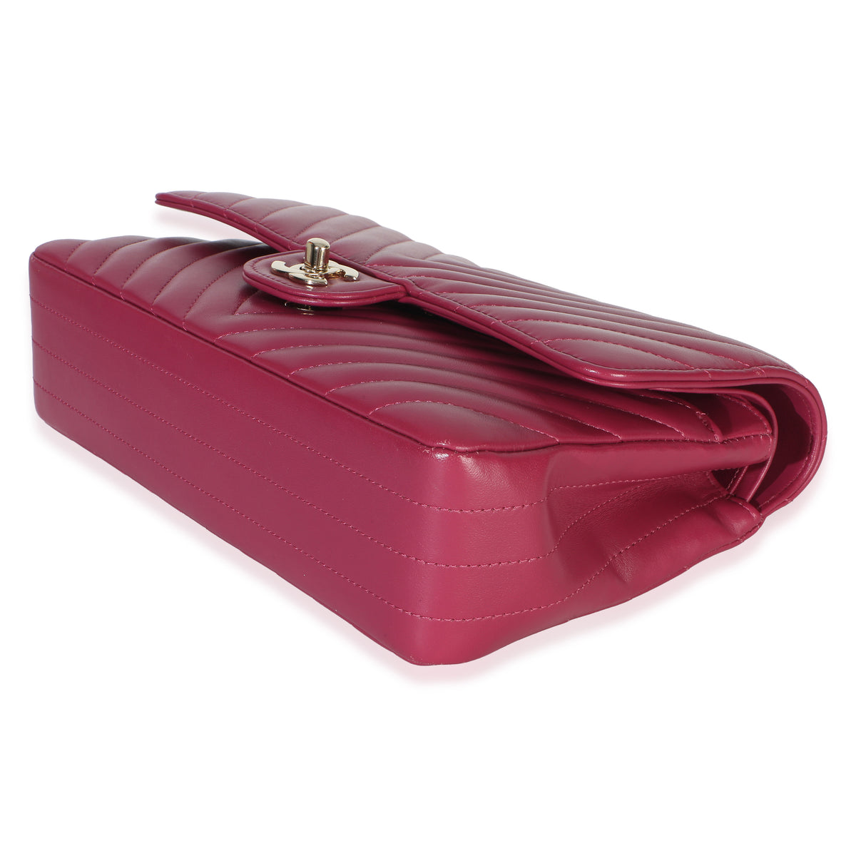 Chanel Fuchsia Chevron Lambskin Medium Classic Double Flap Bag Handbag 6