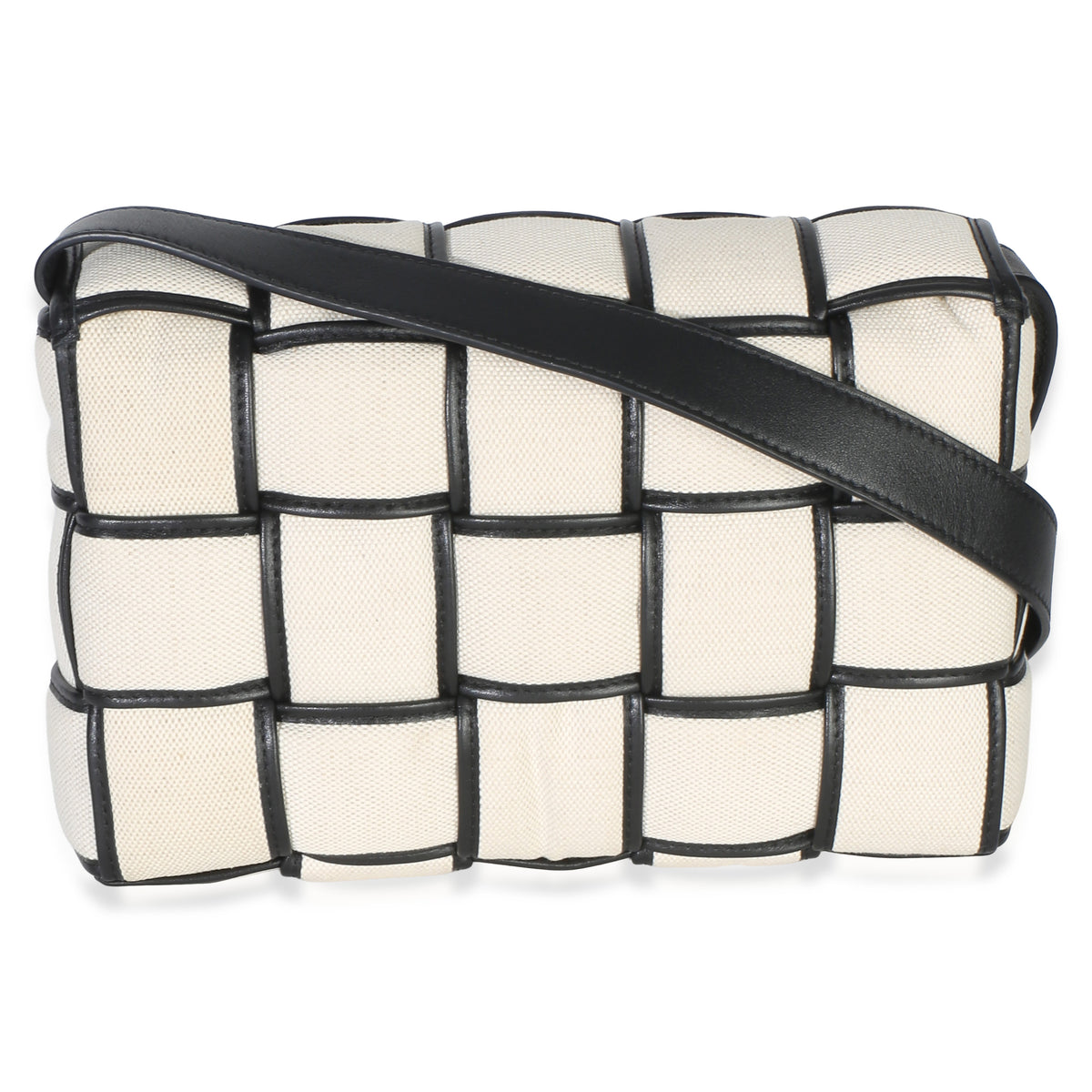 Bottega Veneta Black Natural Canvas Intrecciato Padded Cassette Handbag 4
