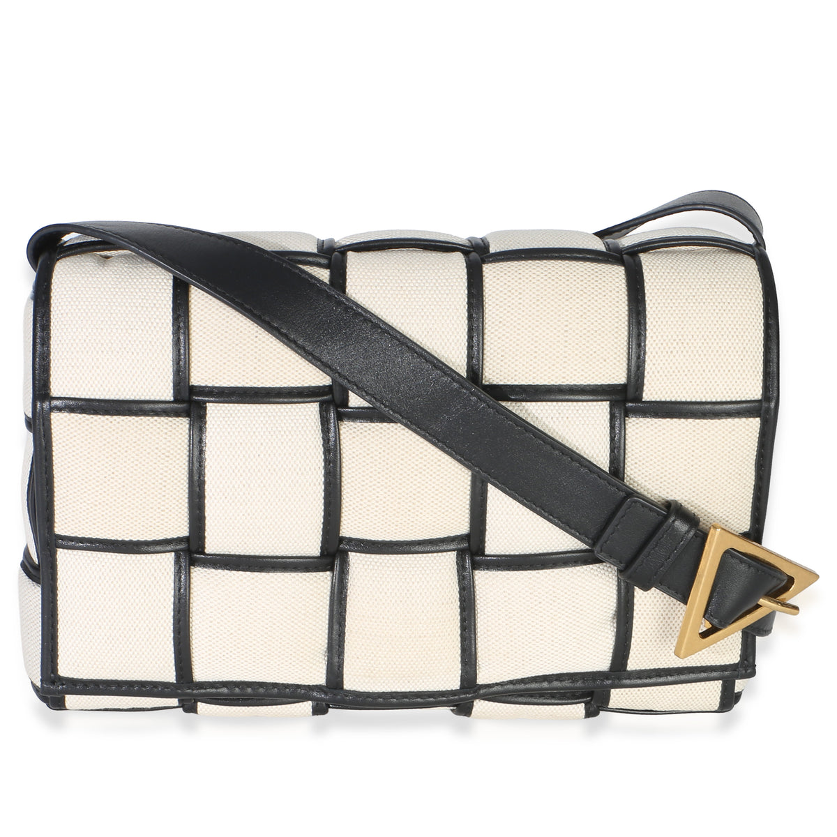 Bottega Veneta Black Natural Canvas Intrecciato Padded Cassette Handbag id