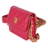 Chanel Pink Quilted Caviar Twist Your Buttons Coin Purse With Chain Handbag 2