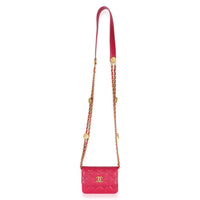 Chanel Pink Quilted Caviar Twist Your Buttons Coin Purse With Chain Handbag 8