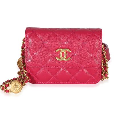 Chanel Pink Quilted Caviar Twist Your Buttons Coin Purse With Chain Handbag id