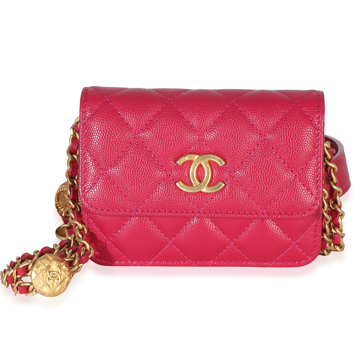 Chanel Pink Quilted Caviar Twist Your Buttons Coin Purse With Chain Handbag id