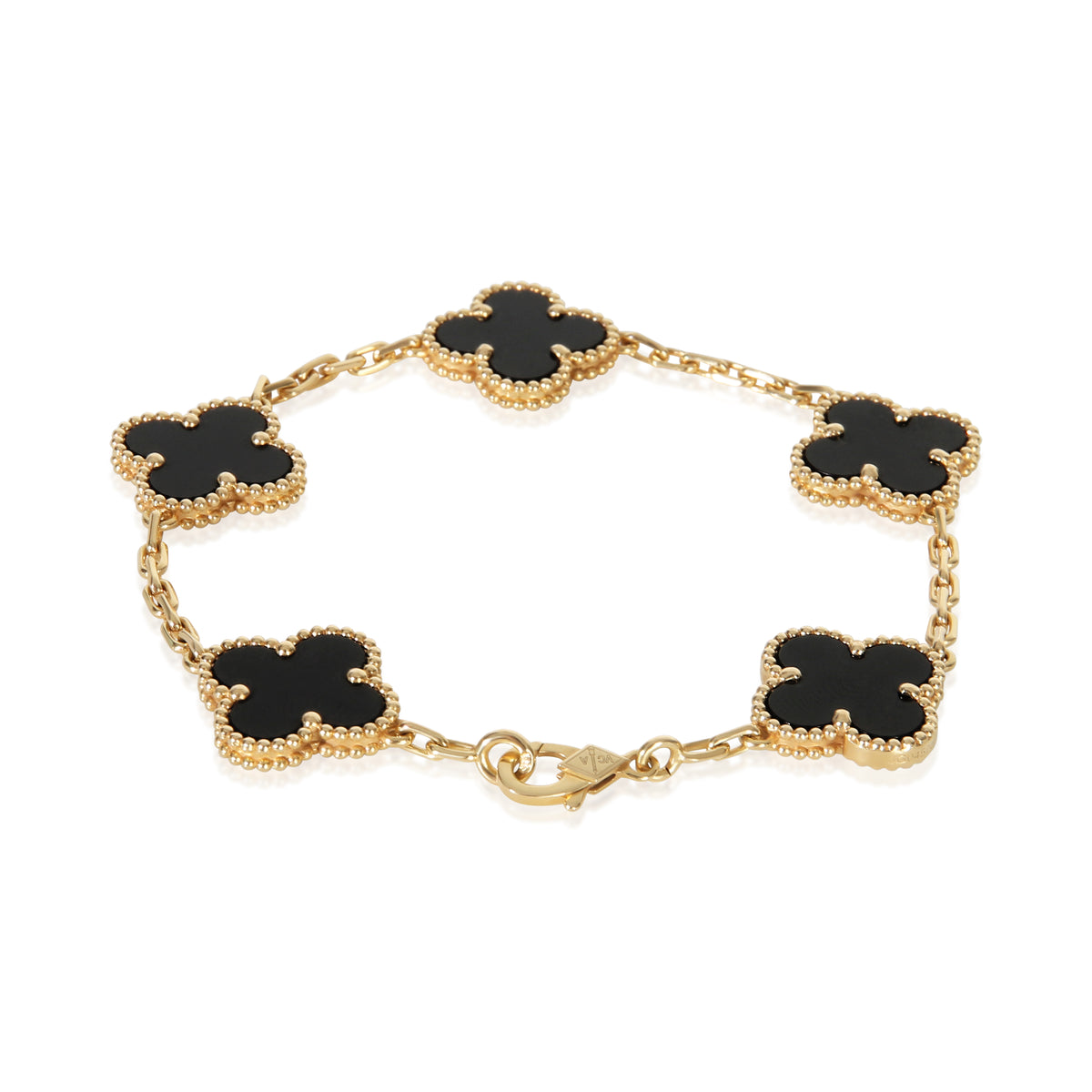 Van Cleef & Arpels Yellow Gold Onyx Vintage Alhambra Bracelet 3