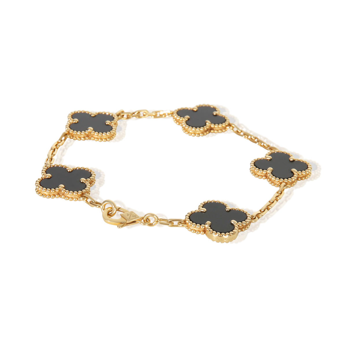 Van Cleef & Arpels Yellow Gold Onyx Vintage Alhambra Bracelet 4