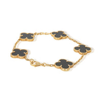 Van Cleef & Arpels Yellow Gold Onyx Vintage Alhambra Bracelet 4