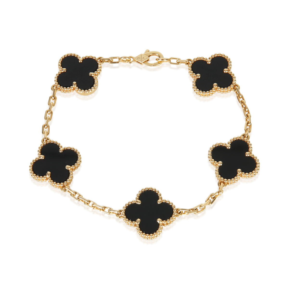 Van Cleef & Arpels Yellow Gold Onyx Vintage Alhambra Bracelet fv