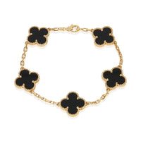 Van Cleef & Arpels Yellow Gold Onyx Vintage Alhambra Bracelet fv