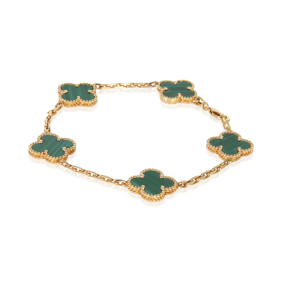 Van Cleef & Arpels Yellow Gold Malachite Vintage Alhambra Bracelet 2