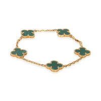 Van Cleef & Arpels Yellow Gold Malachite Vintage Alhambra Bracelet 2