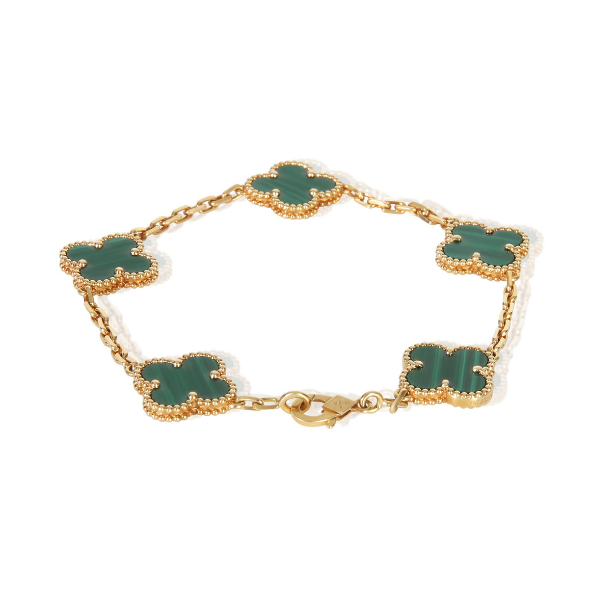 Van Cleef & Arpels Yellow Gold Malachite Vintage Alhambra Bracelet 3