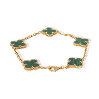 Van Cleef & Arpels Yellow Gold Malachite Vintage Alhambra Bracelet 3