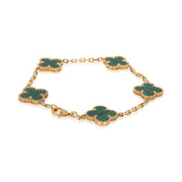 Van Cleef & Arpels Yellow Gold Malachite Vintage Alhambra Bracelet 4