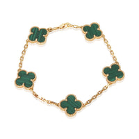 Van Cleef & Arpels Yellow Gold Malachite Vintage Alhambra Bracelet fv