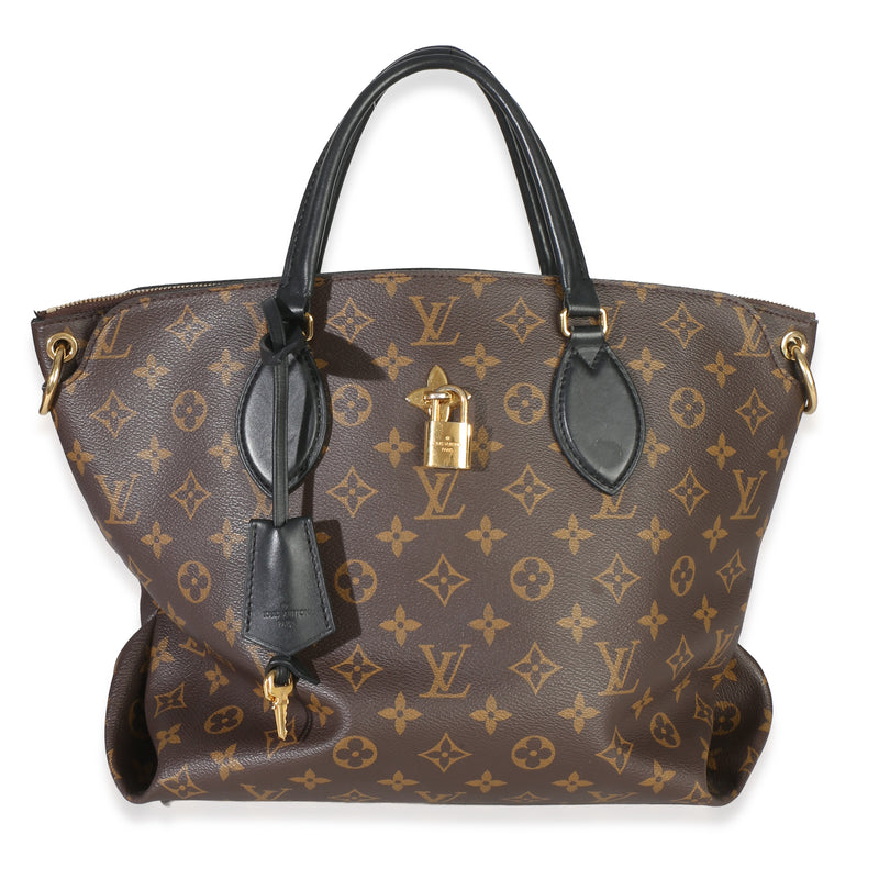 Louis Vuitton Black Monogram Canvas Flower Zipped Tote MM Handbag id