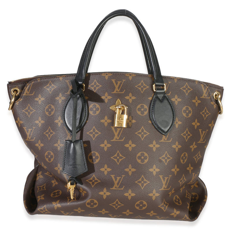 Louis Vuitton Black Monogram Canvas Flower Zipped Tote MM Handbag fv