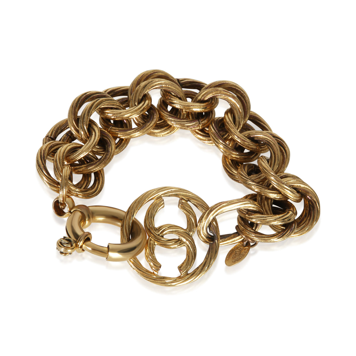 Chanel Gold Plated  Vintage 1993 CC Bracelet fv