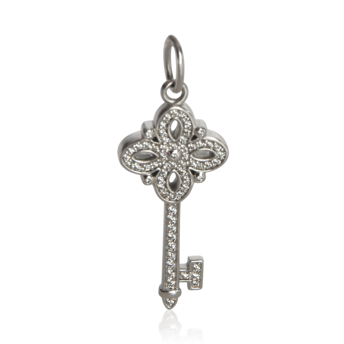Tiffany & Co. White Gold Diamond Mini Victoria Key Pendant fv