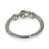 David Yurman Yellow Gold & Sterling Silver Diamond Cable Buckle Ring 3