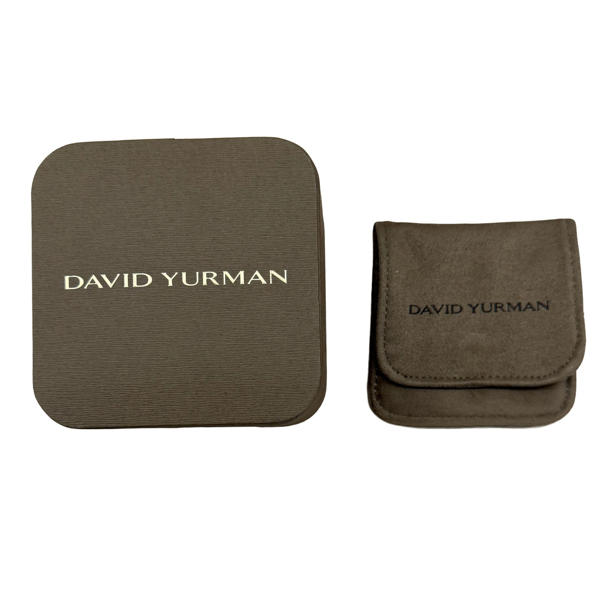 David Yurman Yellow Gold & Sterling Silver Diamond Cable Buckle Ring box