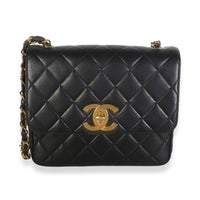 Chanel Vintage 24k  Black Quilted Lambskin Medium Single Flap Handbag id