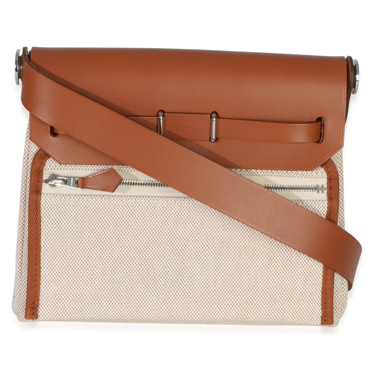 Hermès Ecru Beige Military Toile Fauve Vache Hunter Herbag Zip Retourne 20 PHW Handbag 4