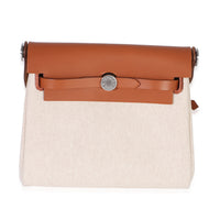Hermès Ecru Beige Military Toile Fauve Vache Hunter Herbag Zip Retourne 20 PHW Handbag fv