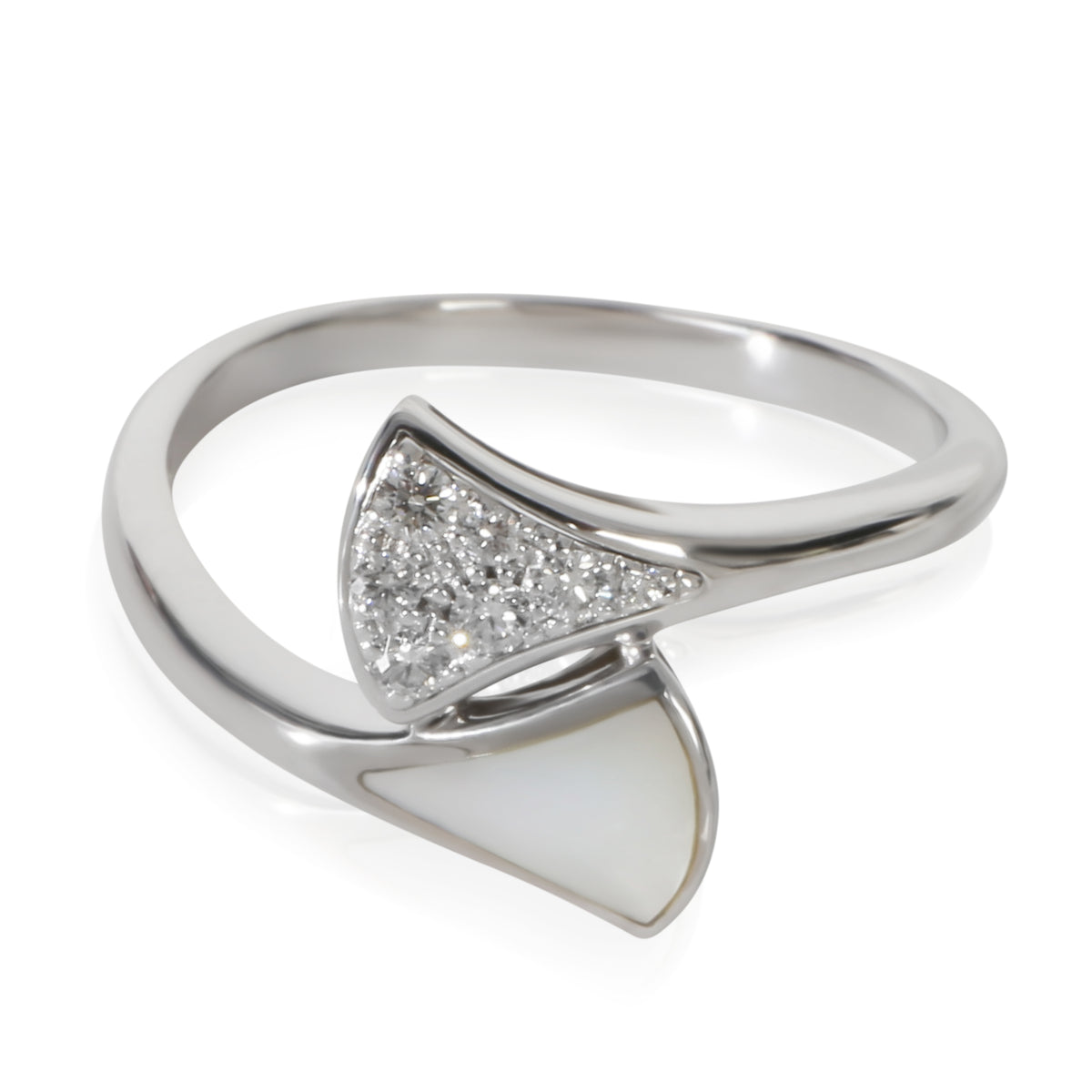 BVLGARI White Gold Mother Of Pearl and Diamond Diva's Dream Ring fv